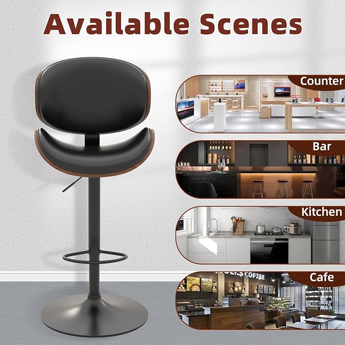 civama Bar Stools Set of 6 for Kitchen Counter, Adjustable Bar Height Chairs - Image 8