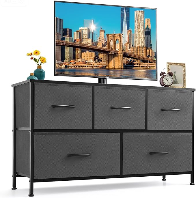 5-Drawer Dresser for Bedroom, Anti-Tip Wide Storage Organizer Fabric Chest of by SageNest