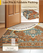 RELEANY Area Rugs 10'x12' Washable Non-Slip, Floral Vintage Distress Print - Image 4