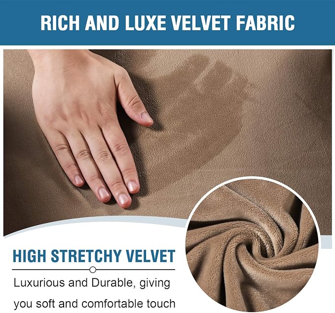 H.VERSAILTEX Velvet Stretch Recliner Couch Covers 6-Pieces Recliner Loveseat - Image 3