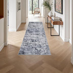2'x6' Runner Rug Washable Rug: Modern Abstract Soft Thin Runner Rug Grey - Image 4