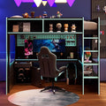 Modern Gaming Loft Bed with Built-in Desk, LED Lighting & Charging Hub –Twin by Unknown