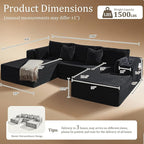108" Oversized Cloud Sectional Couch, Comfort U Shaped Boneless Couch - Image 2