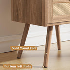 SUPERJARE Nightstand with Charging Station & Rattan-Like Decor Drawer, Rattan - Image 7