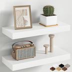Fun Memories 16 Inch Floating Shelves Wall-Mounted, Engineered Wood Wall Shelves by FunMemories