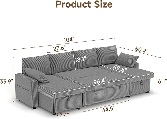 Sofa Bed, Apartment and Sunroom, Dark Gray - Image 2