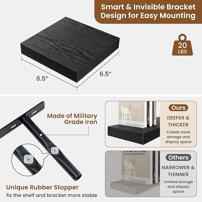 fuqing Floating Shelves for Wall, Wall Mounted Wood Floating Shelf - Image 3