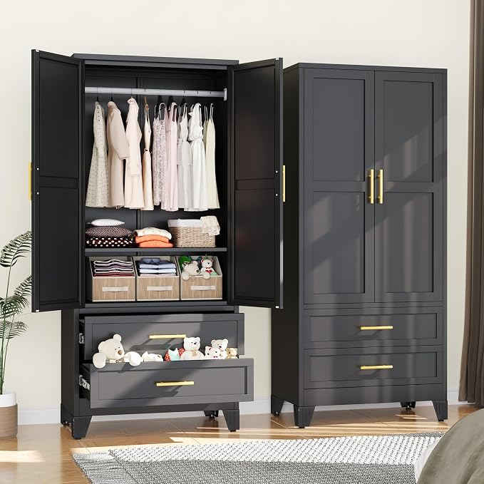 erosoei Metal Armoire Wardrobe Closet, 71 "Metal Clothing Storage Cabinet - Image 8