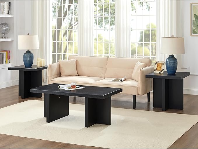 Roundhill Furniture Mchome 3-Piece Coffee Table Set, Coffee Table and Two End by RoundhillFurniture
