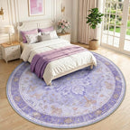 RELEANY Area Rugs Round 10ft Washable Non-Slip, Floral Vintage Distress Print - Image 2