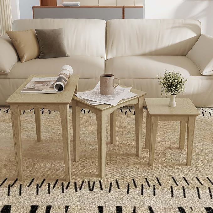 Kmax Nesting Tables Set of 3, Small Sofa Side Table Rustic Stacking End Table - Image 3