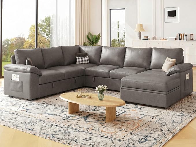 108 Inch Faux Leather Modular Sectional Sofa - Image 2