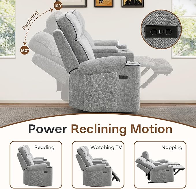 HAOMARKETS Power Reclining Loveseat Sofa Set of 2 - Image 3