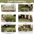 VClife Emerald Green Ginkgo Botanical Sofa Cover Non Slip Chenille Couch Cover - Image 7