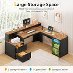 YOMILUVE 63" Farmhouse L Shaped Executive Desk - Image 4