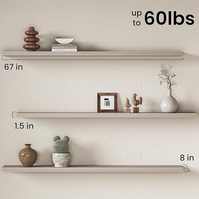 Fun Memories 67Inch Long Floating Shelves, 8 Inch Deep Shelves - Image 3