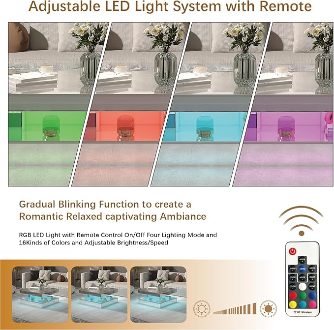 HedoAjim LED Coffee Table with Lights - Image 4