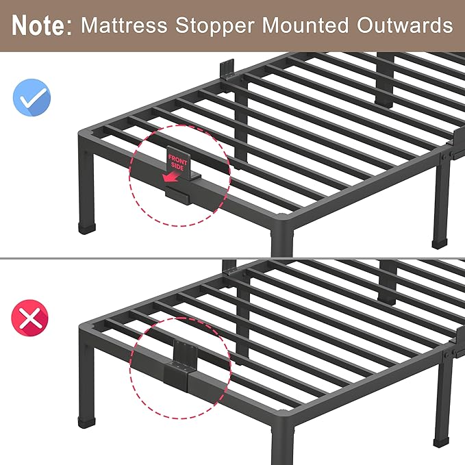 ROIL 12 inch King Size Bed Frame Metal Platform No Box Spring Needed - Image 7