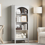 Arched Bookshelf with 4 Tier Open Shelves, Study and Living Room, Modern White - Image 7