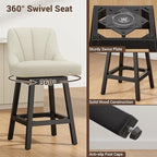 YaFiti Swivel Bar Stools Set of 2, 26 Inch Counter Height Bar Stools - Image 3
