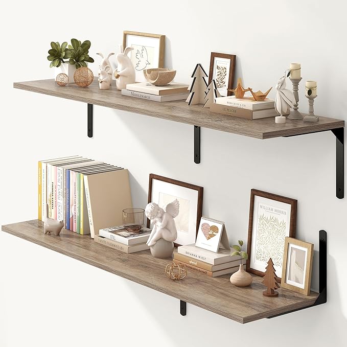 Fun Memories Floating Shelves for Wall, 12 Inch Deep Floating Shelves Set of 2 by FunMemories