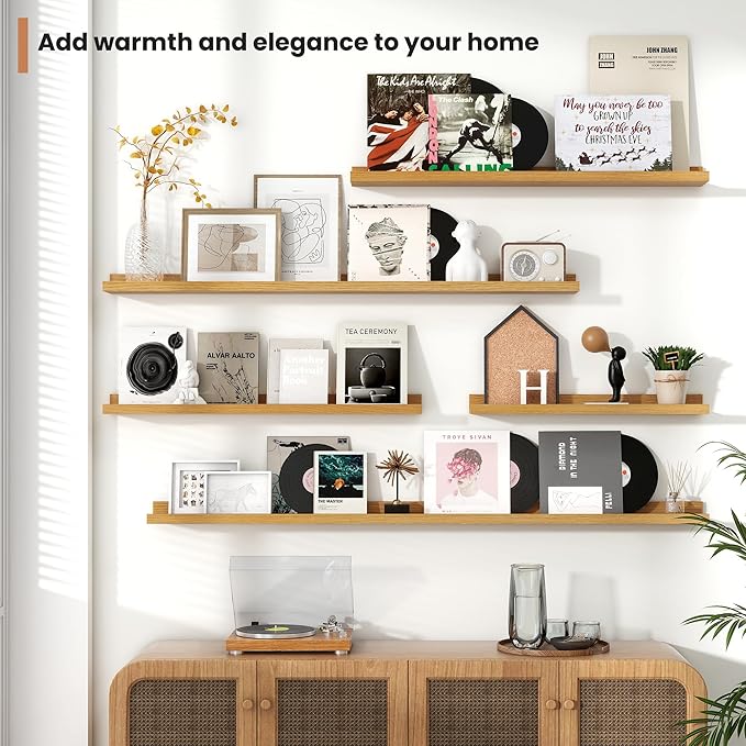 Fun Memories Picture Ledge Shelves Set of 4, 36 Inch Rustic Wall Mounted - Image 7