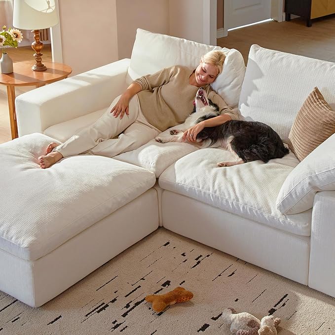 Cloud Couch Sectional 81.1'' Oversized Modular Deep Seat Sofa Comfy White Cloud - Image 7