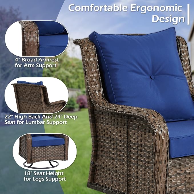 Wumiokio Patio Furniture Sets, 3 Pieces Wicker Outdoor Furniture - Image 5