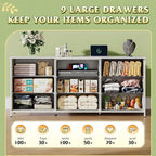 WLIVE 63''W Dresser for Bedroom, 75 inch TV, Wide Chest of Drawers - Image 4