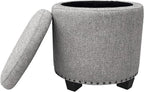 HomePop Home Decor | Upholstered Round Storage Ottoman by HomePop