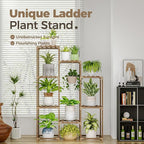 Bamworld Plant Stand Indoor Hanging Plants Shelf 7 Pots Tall Ladder Plant - Image 2