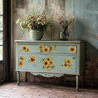 Vintage Floral Rub on Transfer for Furniture Large Flower UV DTF Transfer by Flortlias
