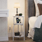 Round Side Table with Power Outlet & USB Ports, 3-Tier End Table with Storage - Image 2