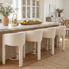 HNY Modern Counter Height Bar Stools Set of 4, 26”H Barrel Counter Stools by HNY