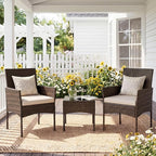 Sweetcrispy 3 Piece Patio Furniture Set, All-Weather Outdoor Wicker Bistro Set - Image 2