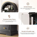 Black Curio Cabinet with Glass Doors, 4-Tier Display Case - Image 6