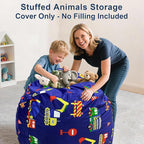 Lukeight Excavator Stuffed Animals Storage Bean Bag Chair Cover - Image 2