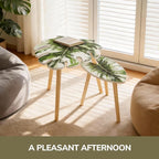 BAMEOS Monstera Leaf Nesting Tables Set of 2, Small Side Tables f Set - Image 9