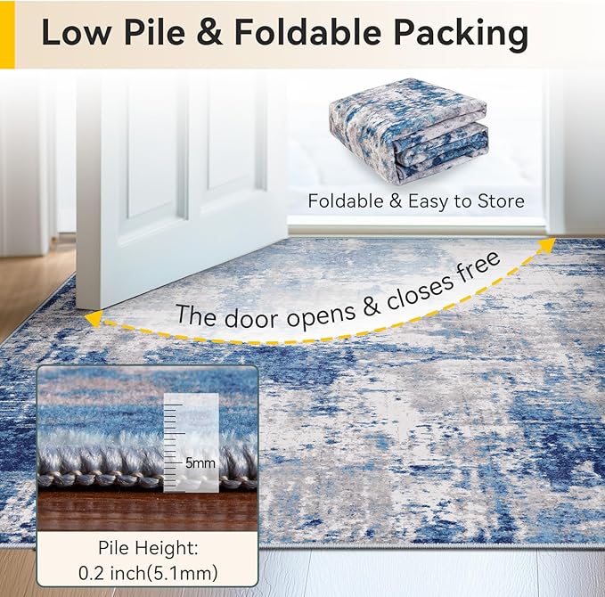 RELEANY Washable Area Rugs 2'x4' Non-Slip Modern Abstract Soft - Image 6