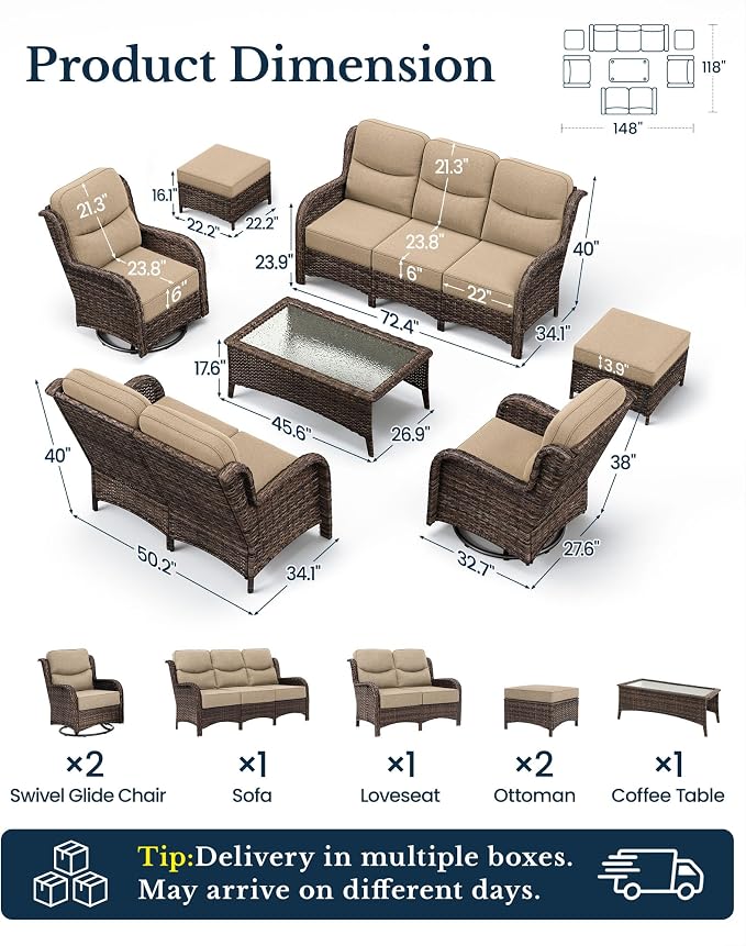 HILLGA Luxury High Back Patio Furniture Set - Image 8