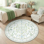 RELEANY Area Rugs Round 4ft Washable Non-Slip, Floral Vintage Distress Print - Image 3