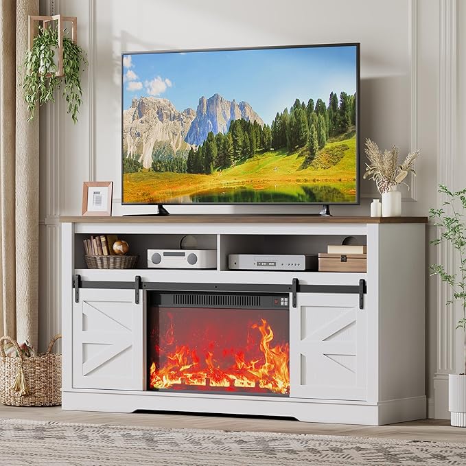 JUMMICO Fireplace TV Stand for 65+ Inch TV by JUMMICO