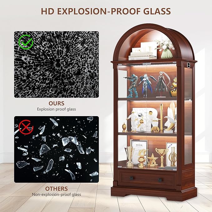 Dystler Curio Cabinet with Glass Doors, 4-Tier Display Case - Image 7