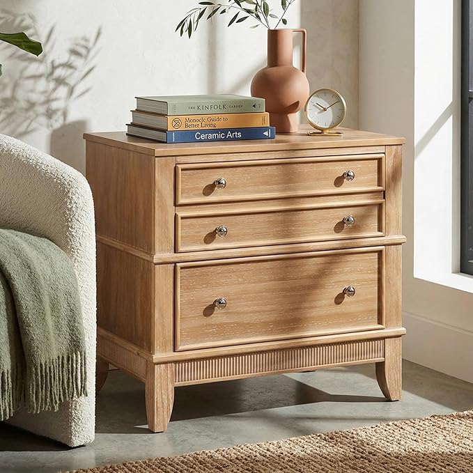 Merax 27.3 Inch Solid Wood Nightstand, Mid Century Modern Night Stand - Image 3