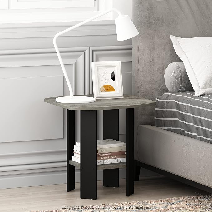 Furinno SIMPLE DESIGN Side Table, 2-Tier Modern End Table - Image 2