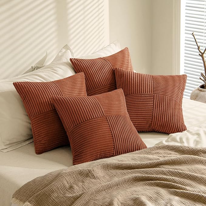 MIULEE Boho Farmhouse Rust Decorative Throw Pillow Covers 20x20 Inch 4 Packs - Image 4
