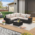 JOYURE 6 Pieces Patio Furniture Set All-Weather Outdoor Wicker Sectional by JOYURE
