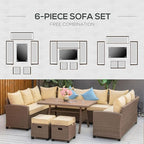 Outsunny 6 Piece Patio Furniture Set, PE Wicker Outdoor Furniture Conversation - Image 6