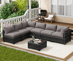 LOUVIXA 7 Piece Outdoor Patio Furniture Set, Outdoor Sectional Sofa, Wicker - Image 8