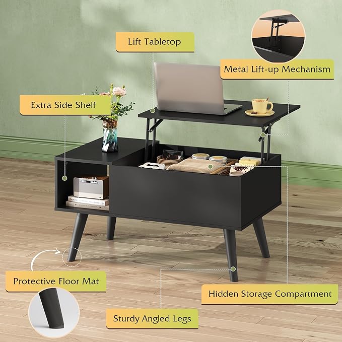 WLIVE Coffee Table for Living Room, Small Coffee Table - Image 6